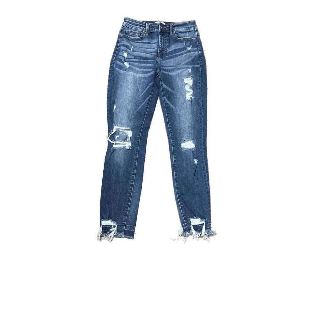 Ceros High Rise Distressed Ankle Skinny Jeans